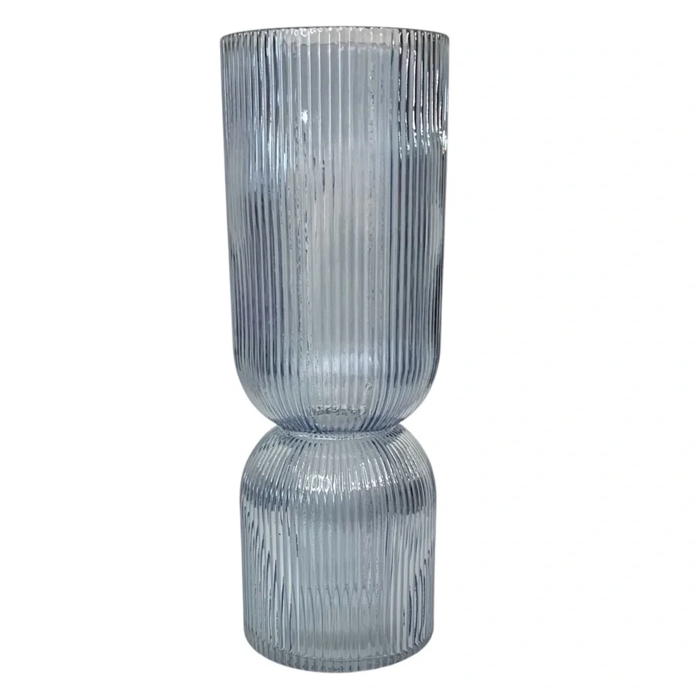 WHITE BARN Blue Faceted Decorative Glass Vase